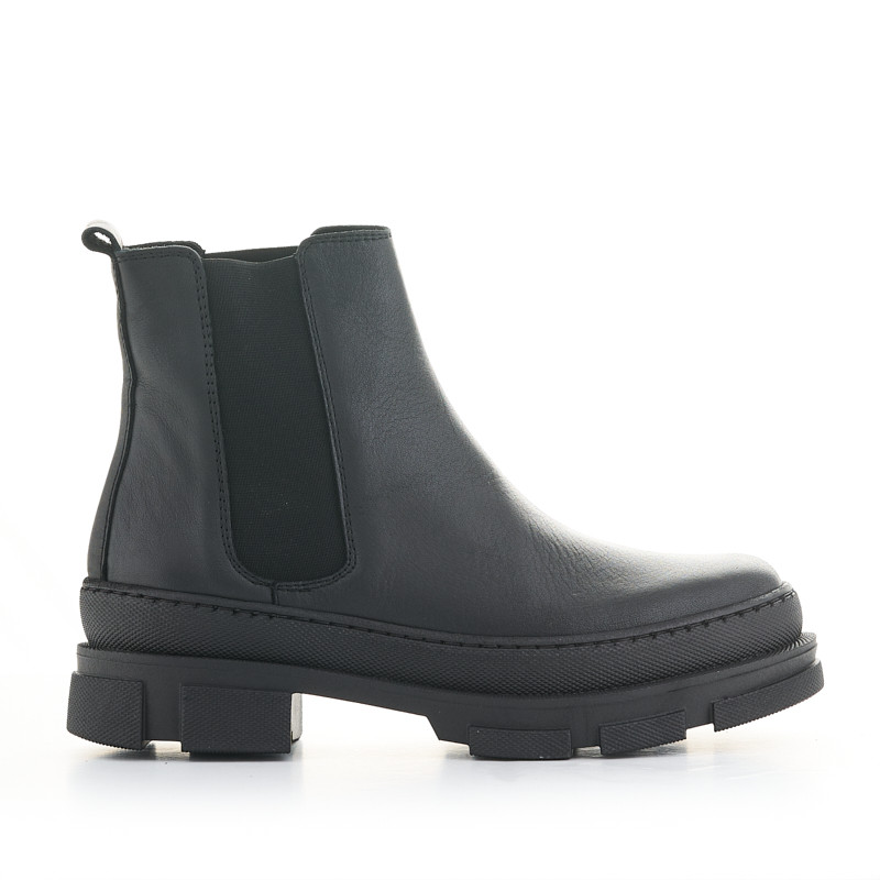 Botines Planos Florence Negros De Piel Con Elástico Y Suela Track Redlove |  Querol