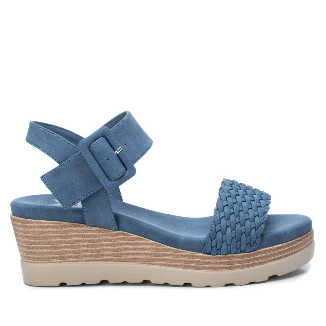 Sandalias Cu a Azules Con Tira Delantera Trenzada Y Hebilla Xti