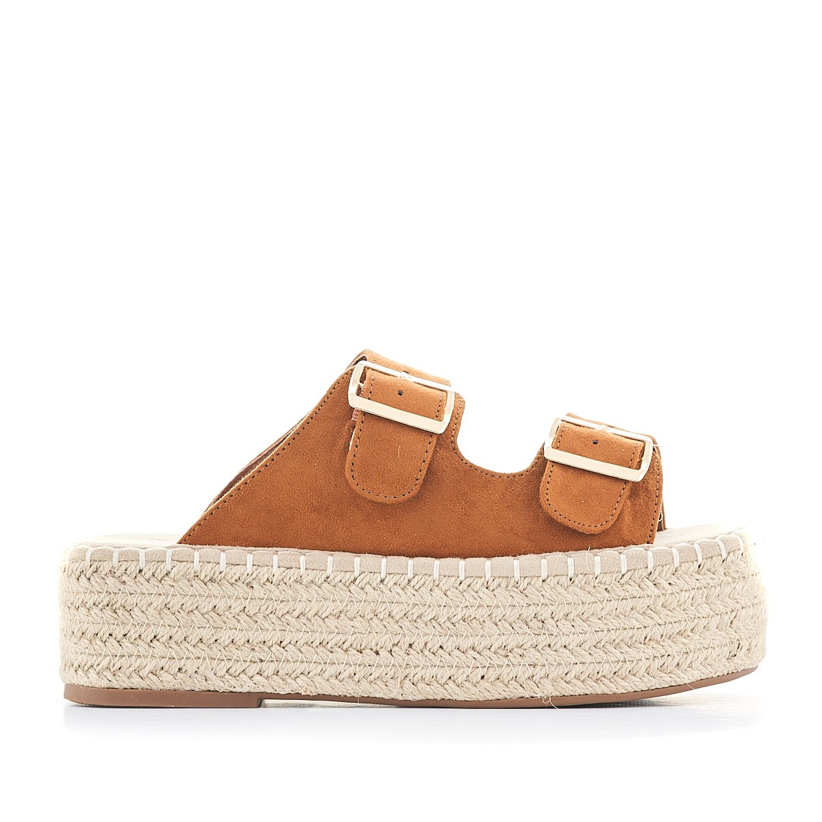 Sandalias Plataformas Con Doble Pala Y Hebilla Marrones Owel | Querol