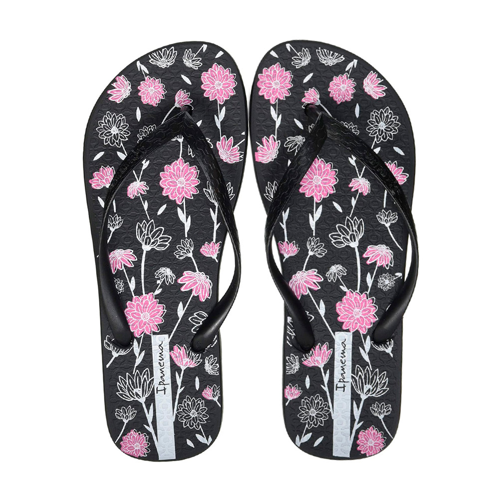 A tientas por otra parte, cicatriz Chanclas Negras Con Detalles Florales Ipanema | Querol