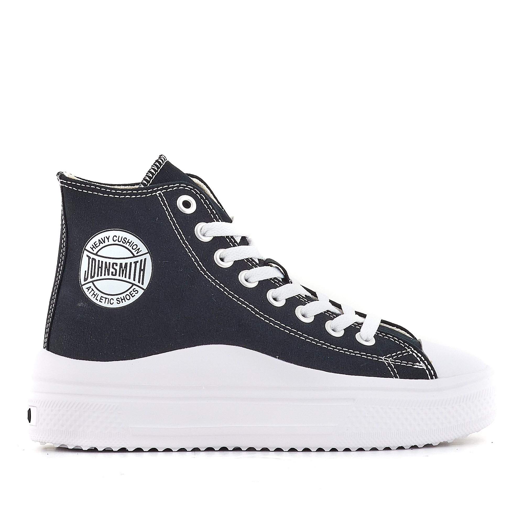 Zapatillas Lona Negras De Bota Con Plataforma Y Suela Serrada John