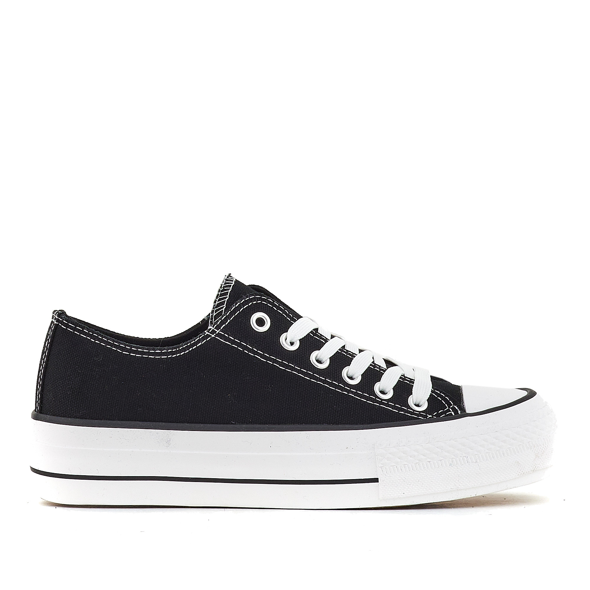 Zapatillas Lona Negras Con Doble Suela John Smith Querol