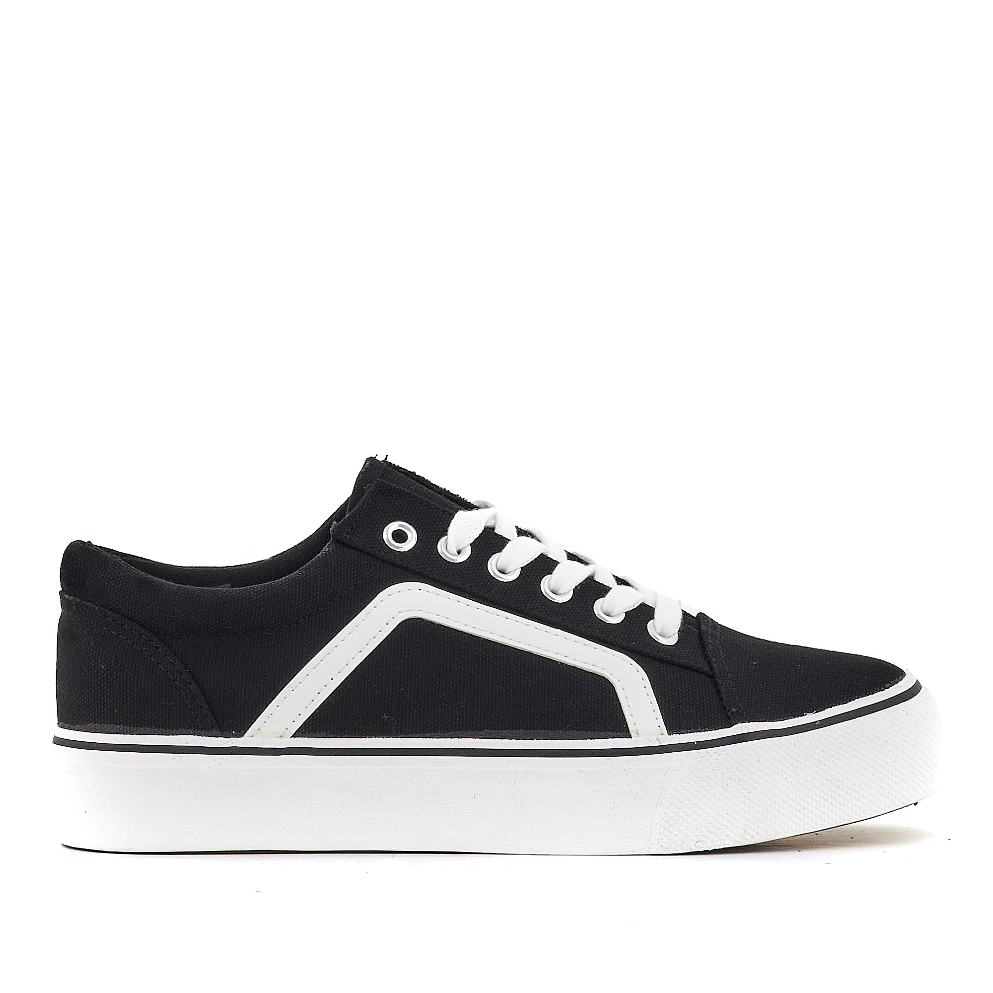 Zapatillas negras con franja blanca clearance
