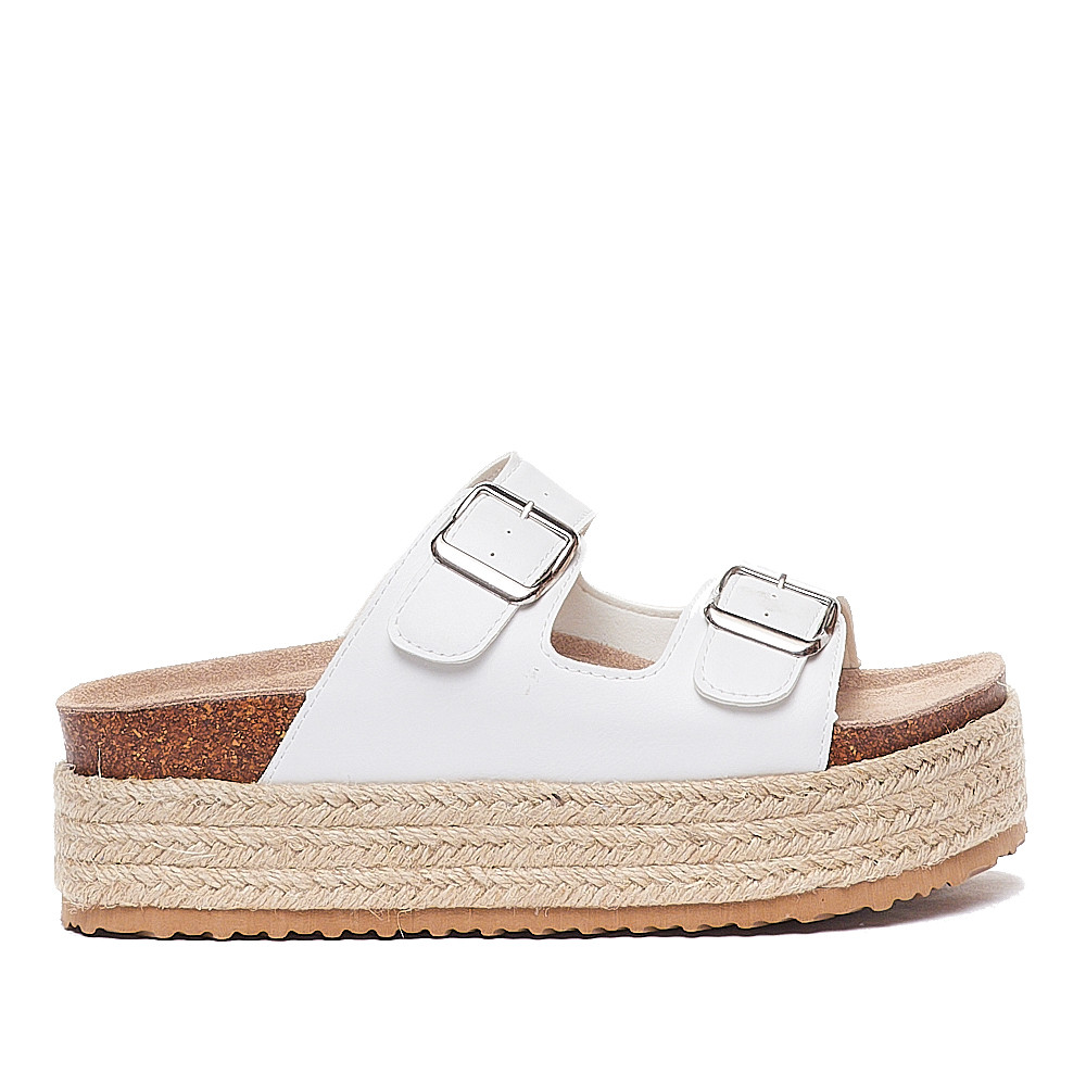 Sandalias Plataformas Blancas Con Doble Hebilla Y Plataforma Stay | Querol