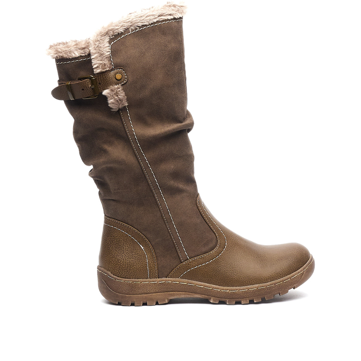 Botines Planos Wazuka Marrones Con Pelo Por Dentro Owel Querol