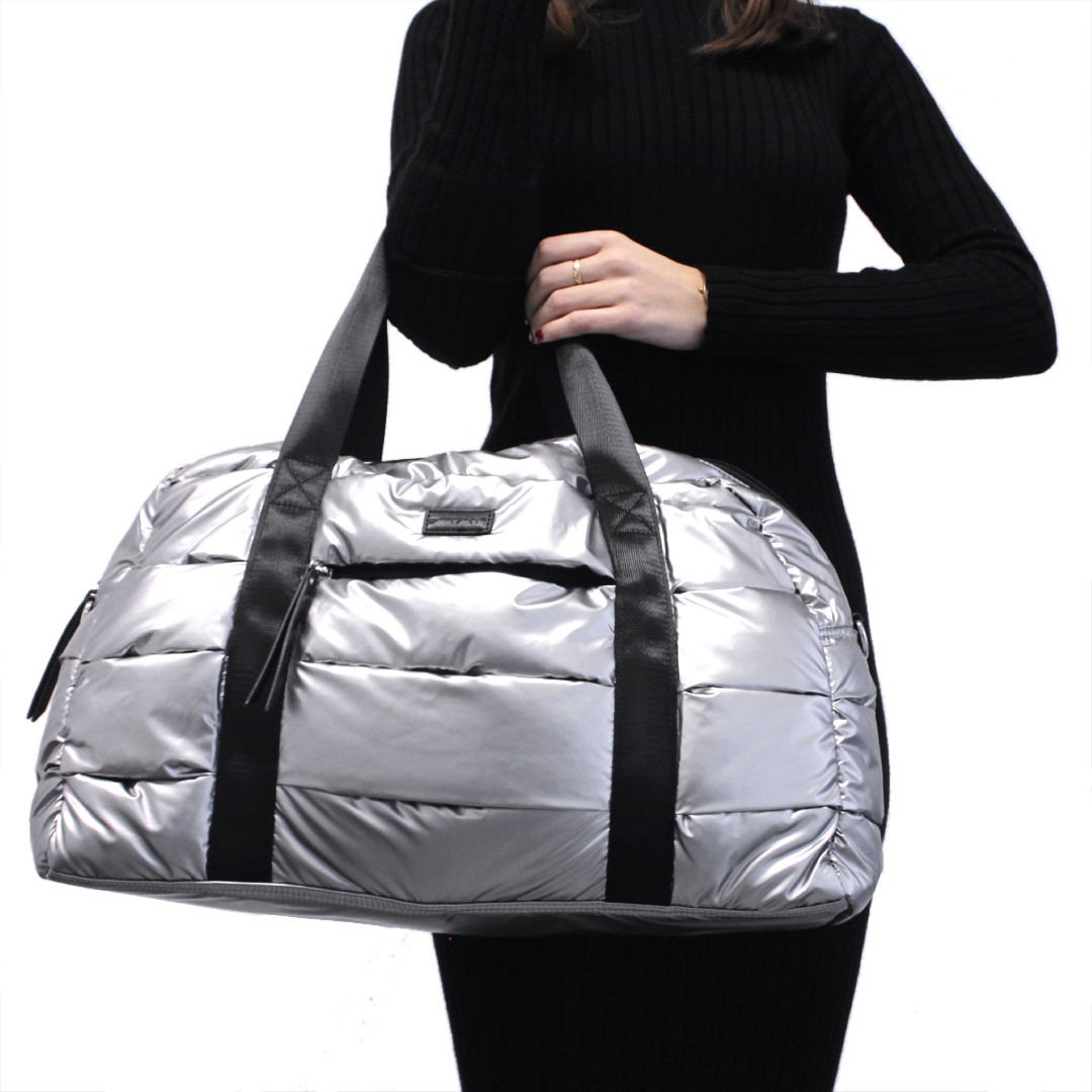 Bolsos acolchados plateados best sale