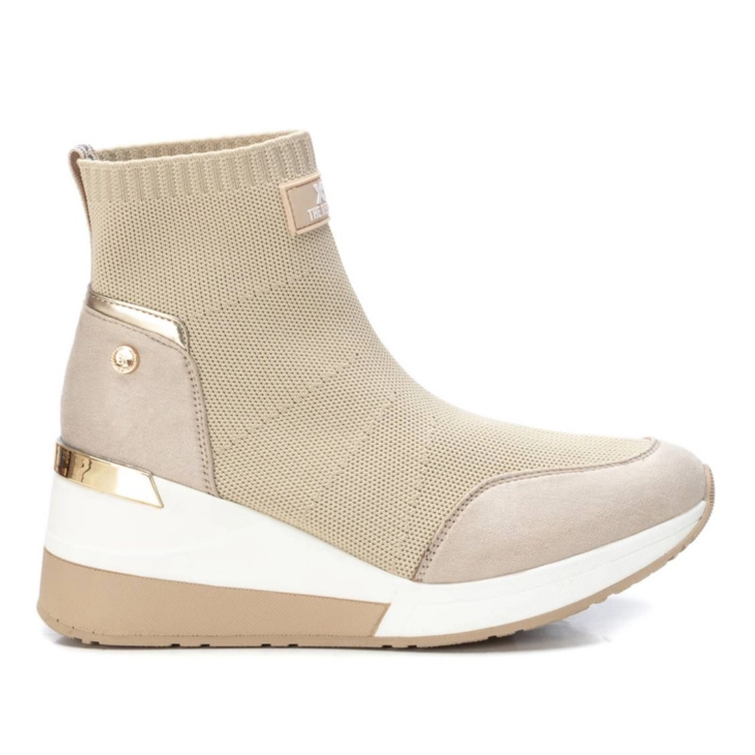 Zapatillas Cu?�a Beige Estilo Calcet?�n Con Logo Delantero Xti | Querol