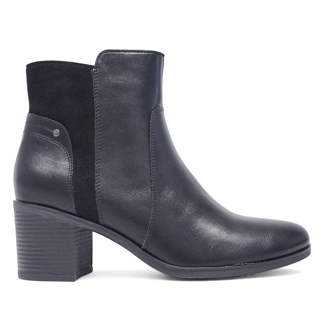 Botines Tacon Negros Con Panel De Antelina Amarpies Querol