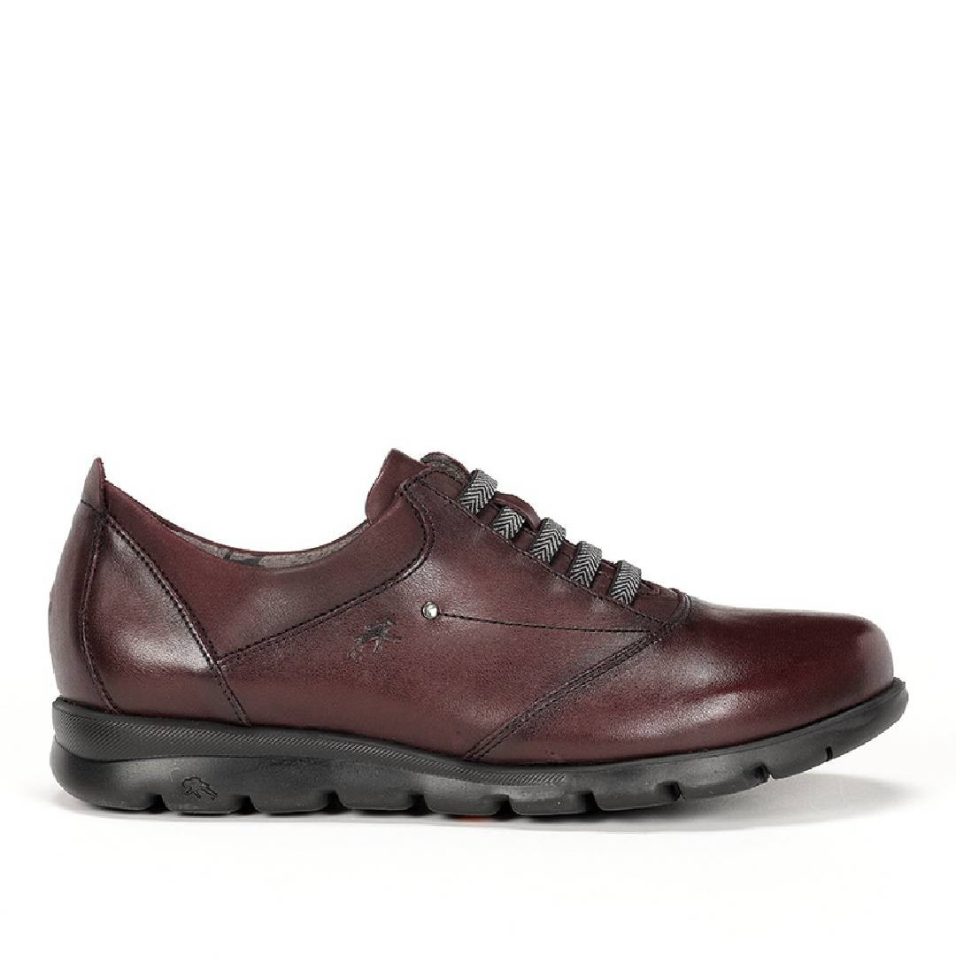 Zapatos Mary Jane Con Plataforma Para Mujer - Fluchos F2247, Color Burdeos, De Cuero