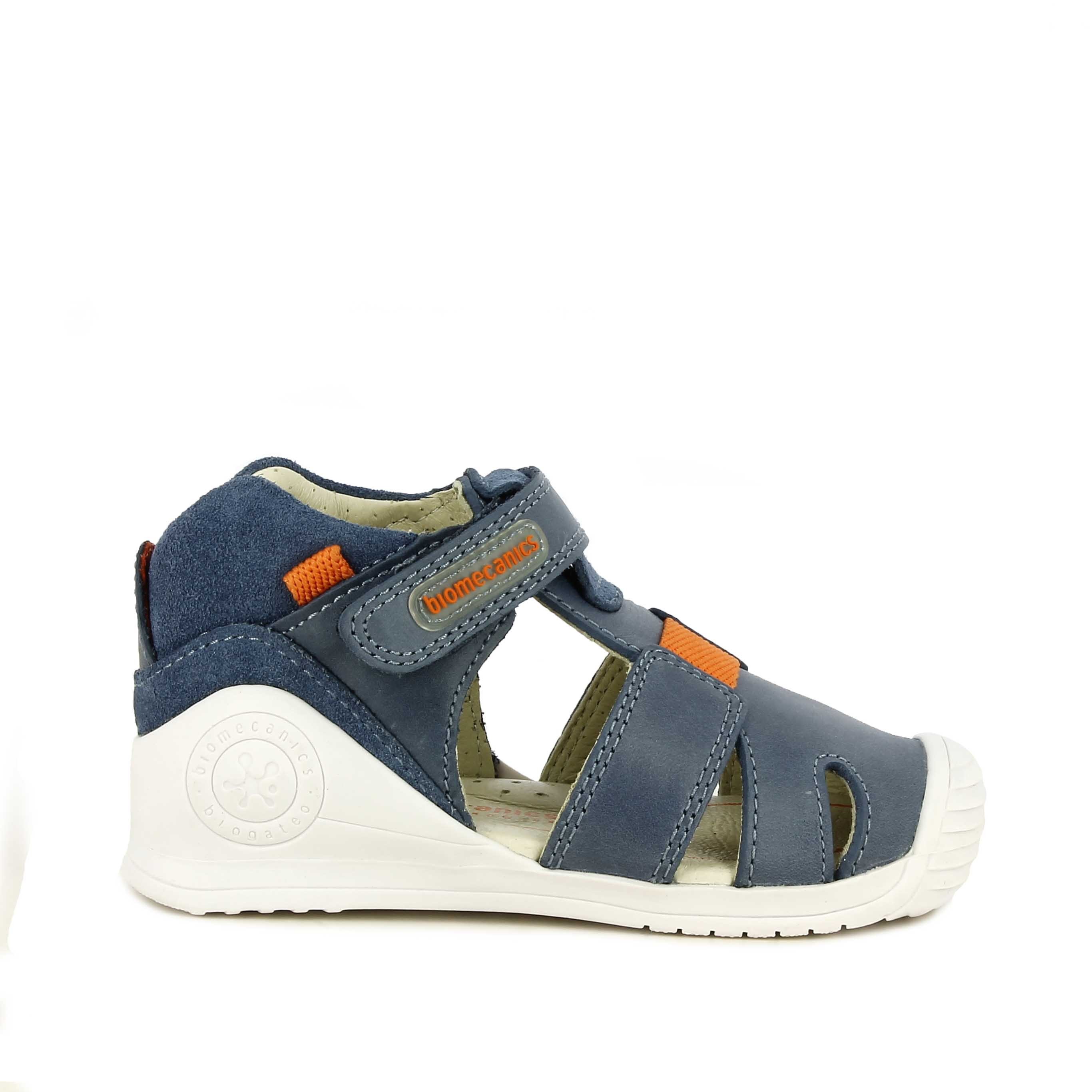 Sandalias Abotinadas Azul Cierre Con Velcro Plantilla De Piel