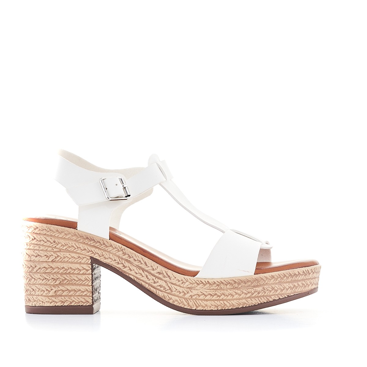 Sandalias Tacón Blancas Con Tira Frontal You Too Querol