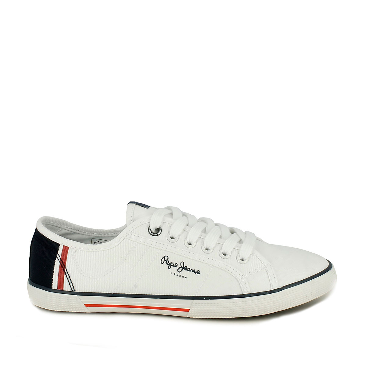 Zapatillas Lona Blancas Con Detalles Azules Y Rojos Pepe Jeans | Querol
