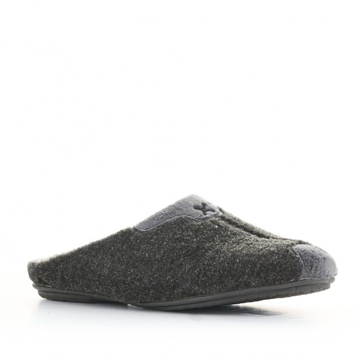 Zapatillas casa Vul·ladi negras con detalles grises - Querol online