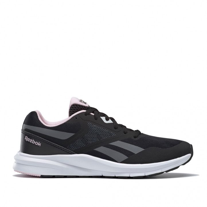 Zapatillas deportivas Reebok negras con detalles en gris y rosa runner 4.0
