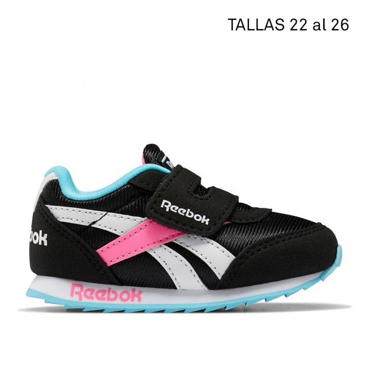 Zapatillas deporte Reebok negras con detalles en rosa azul y blanco royal - Querol online