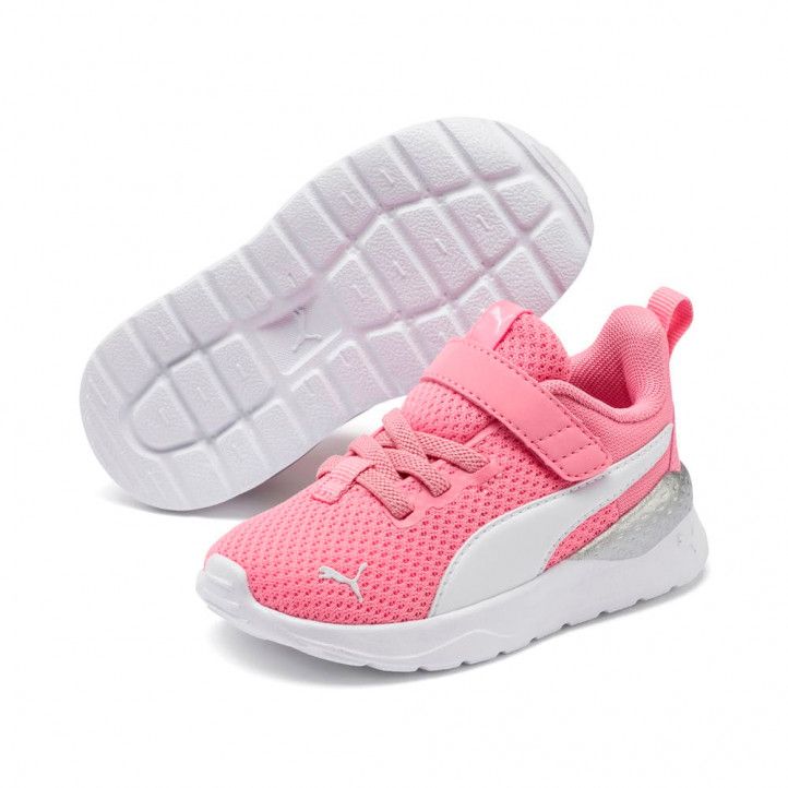 Zapatillas deporte Puma rosas anzarun lite con velcro y elásticos - Querol online
