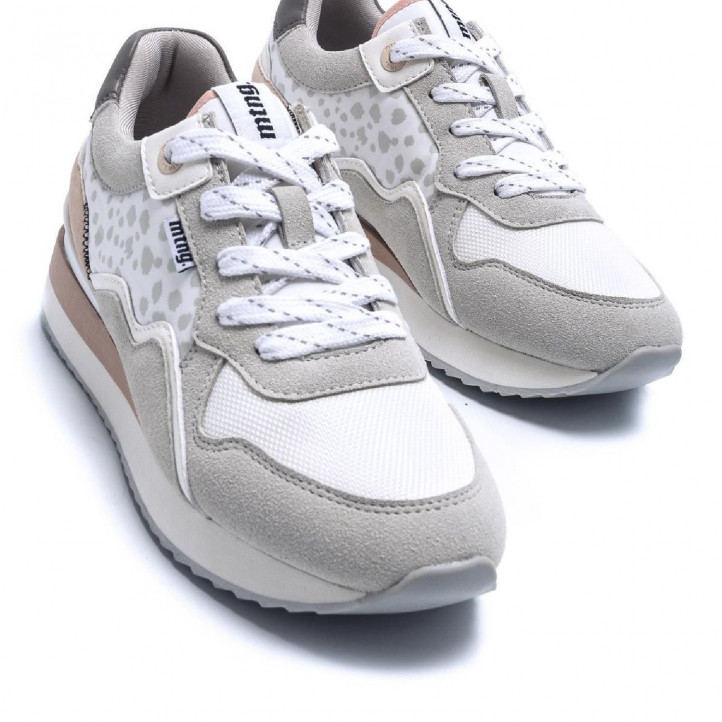 Zapatillas Mustang 060216 blancas con manchas en gris - Querol online
