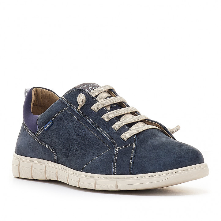 Zapatos sport Baerchi azules con cordones claros - Querol online