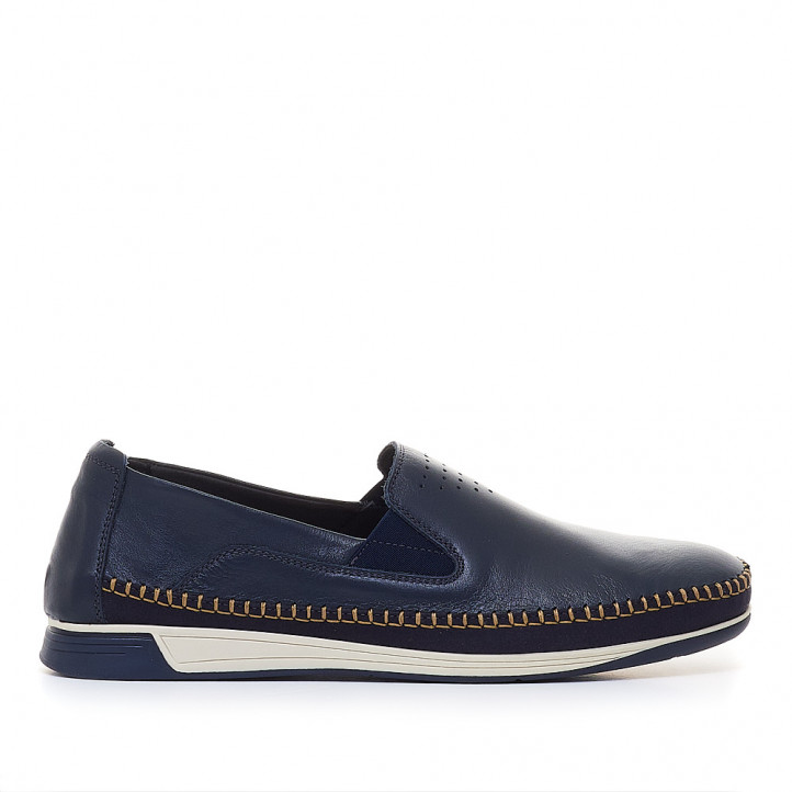 Zapatos vestir Baerchi azules marino con costura lateral - Querol online
