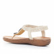 Sandalias planas Amarpies blancas con tonalidad beige con abalorio de madera - Querol online