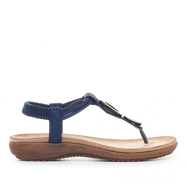 Sandalias planas Amarpies azules con abalorio de madera - Querol online