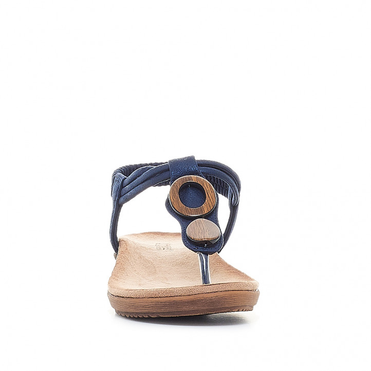 Sandalias planas Amarpies azules con abalorio de madera - Querol online