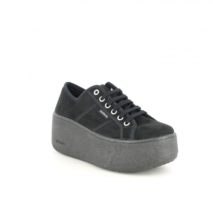 Zapatillas lona plataforma negra Clearance