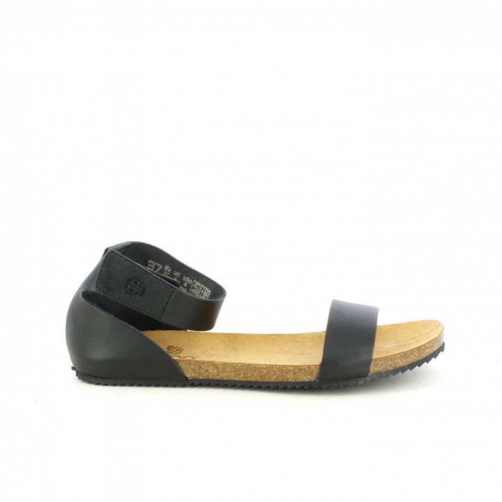 De El Tobillo Yokono Con Velcro Sandalias Planas En Piel Negras ZTOXkuPi