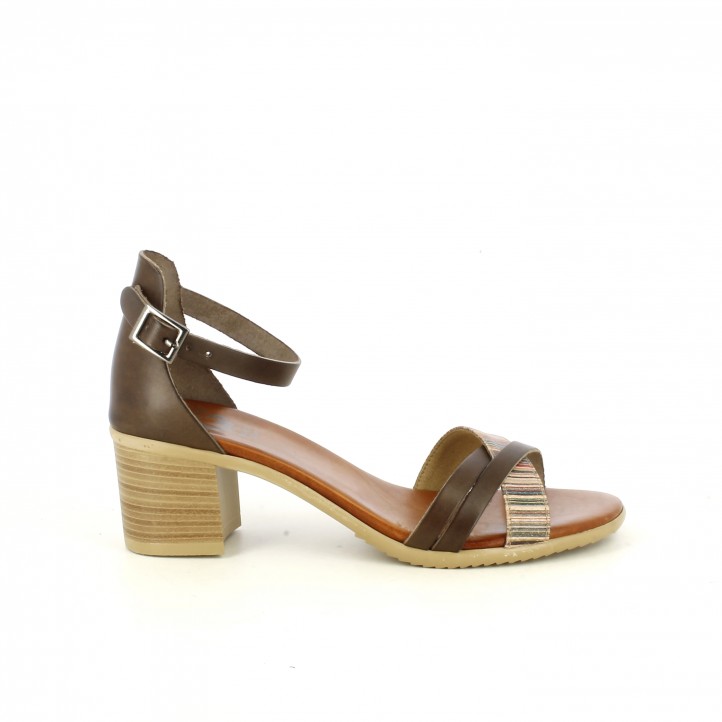 Con Multicolor Porronet Sandalias Tiras Vonwny8m0 Tacón Marrones Piel De Tl3KJF1c