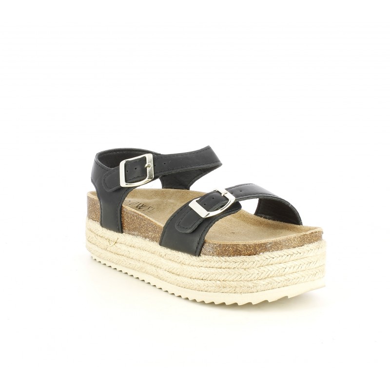 Y Hebilla Doble Cerradas Negras Planas De Sandalias Plataforma Con qzpSUVLMG