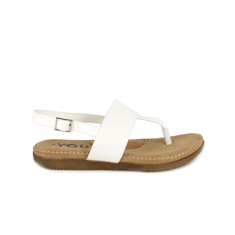 You De Hebilla Planas Dedo Sandalias Con Y TooQuerol Blancas Tira wyv8nOmN0