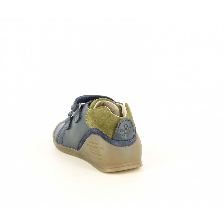 Zapatos Biomecanics azul marino con serraje en kaki, velcros y puntera reforzada - Querol online