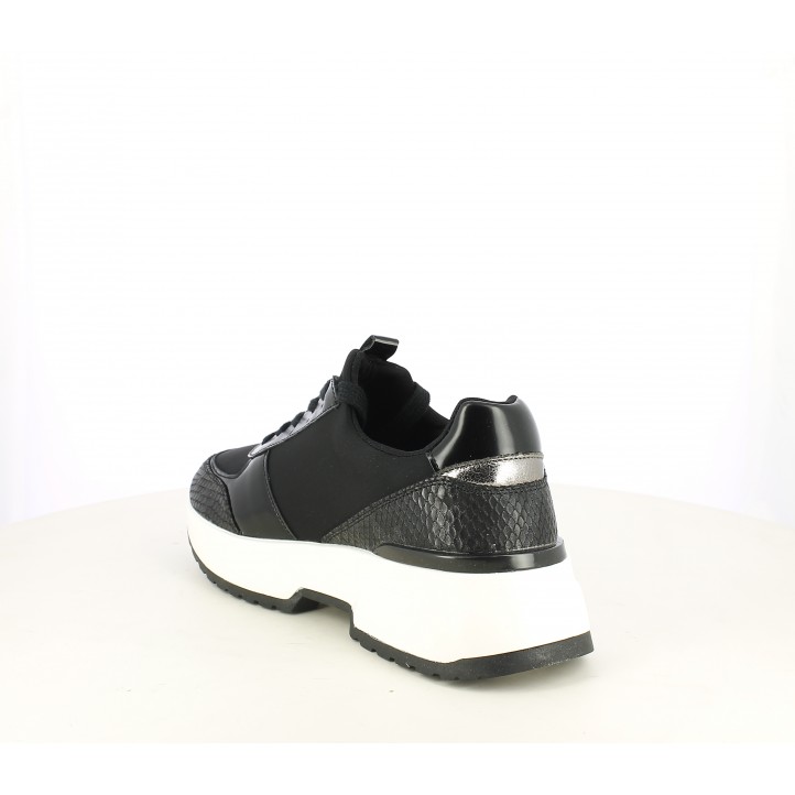 Zapatillas deportivas Funhouse negras de cordones con plataforma blanca y suela de piel - Querol online