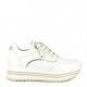 Zapatillas deportivas Nero Giardini blanca con cordones y cremallera lateral, detalles dorados - Querol online