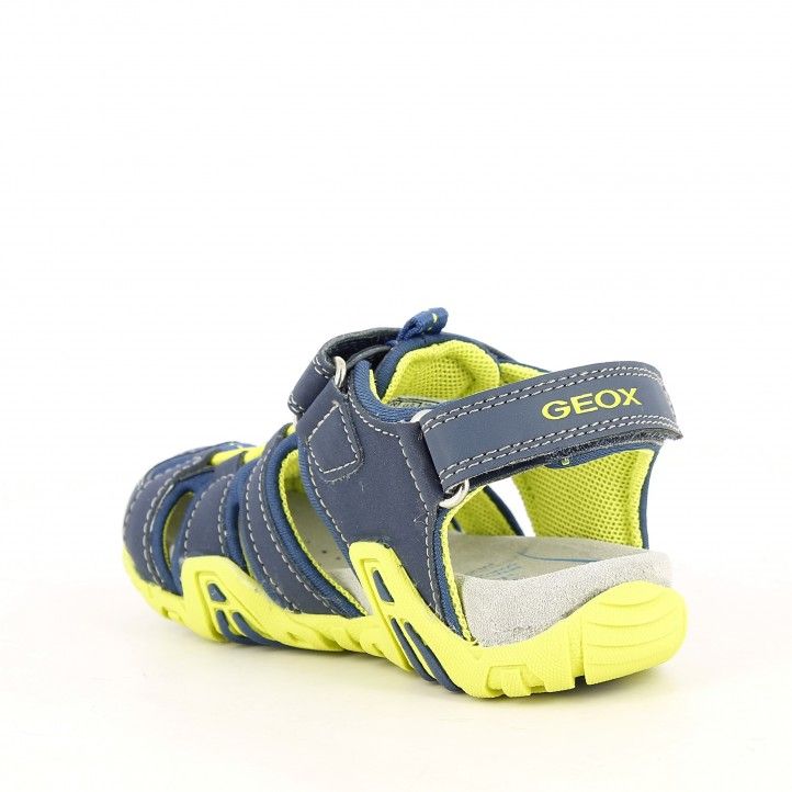 sandalias Geox azul y amarillo lima con velcro y elásticos, puntera reforzada - Querol online