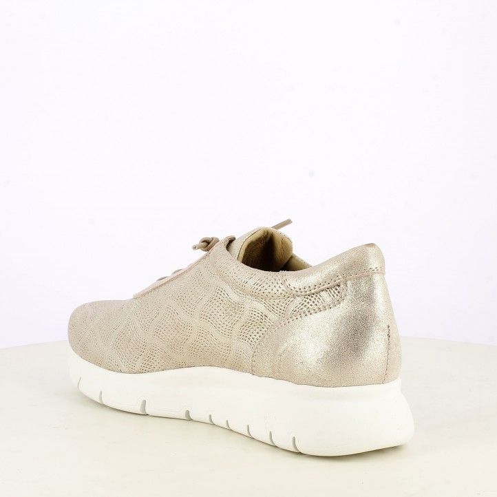 Zapatos planos Redlove metalizado con dibujos grabados en la piel y cordones elásticos - Querol online