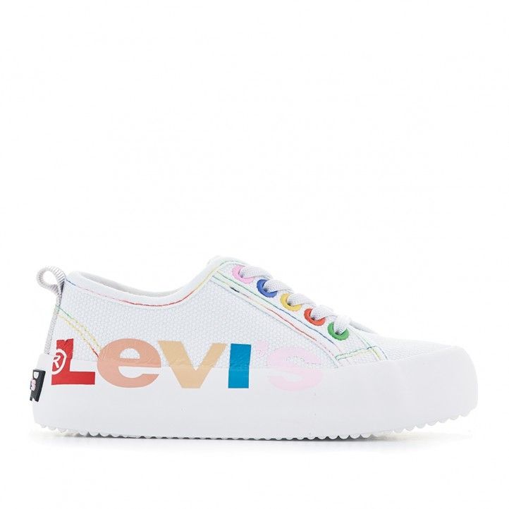 Sabatilles lona Levi's Kids blanques amb lletres de colors - Querol online