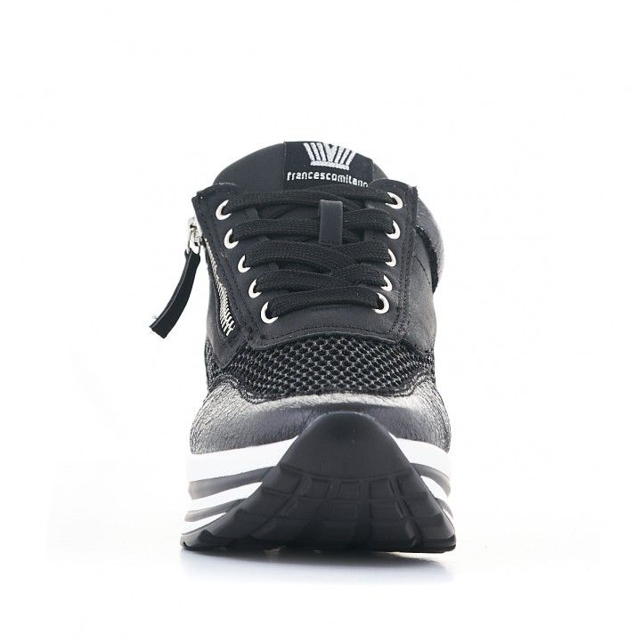 Zapatillas deportivas Francesco Milano negras con cremallera lateral - Querol online