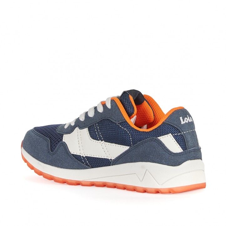Zapatillas deporte Lois azules con cordones en blanco y detalles en naranja - Querol online