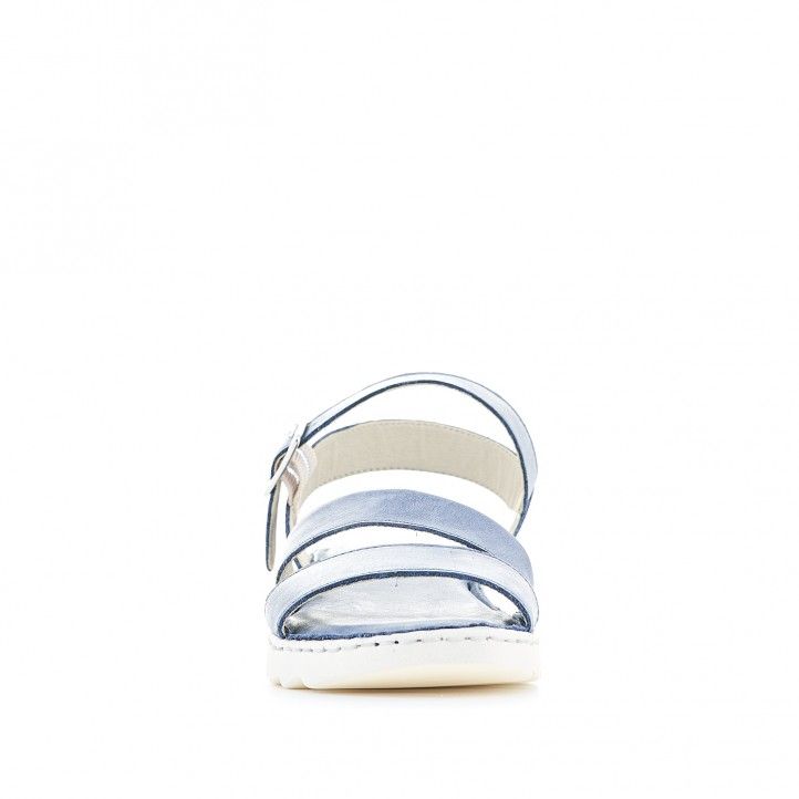 Sandalias planas Zen azules con doble tira delantera - Querol online