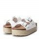Sandalias plataformas Owel blancas con suela estilo esparto, puntera redonda y acabados en espejo - Querol online
