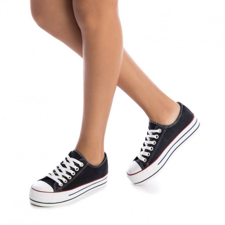 Zapatillas lona Refresh con plataforma negras - Querol online