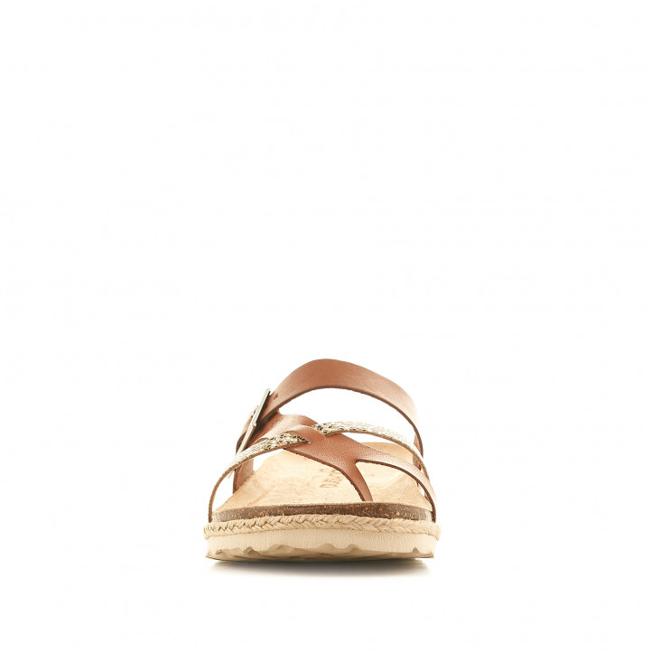 Sandalias planas Yokono marrones con detalle estampado - Querol online