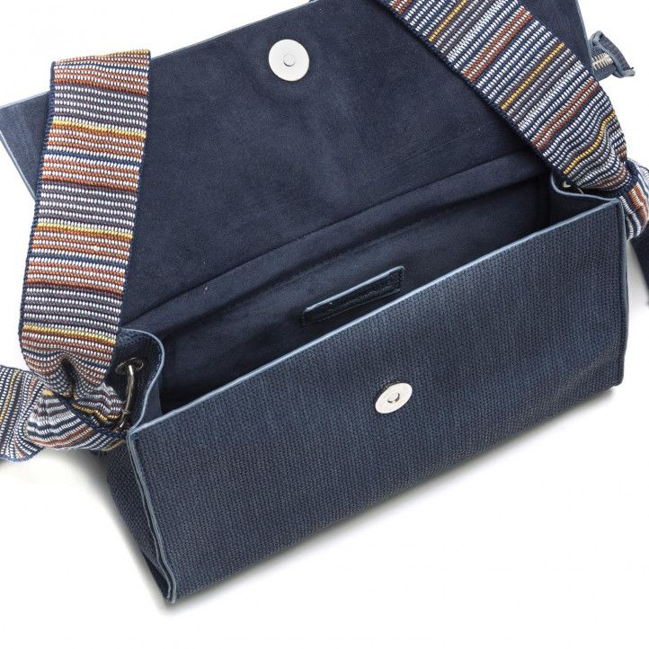bolsos Maria Mare azul en formato bandolera con asas multicolores - Querol online