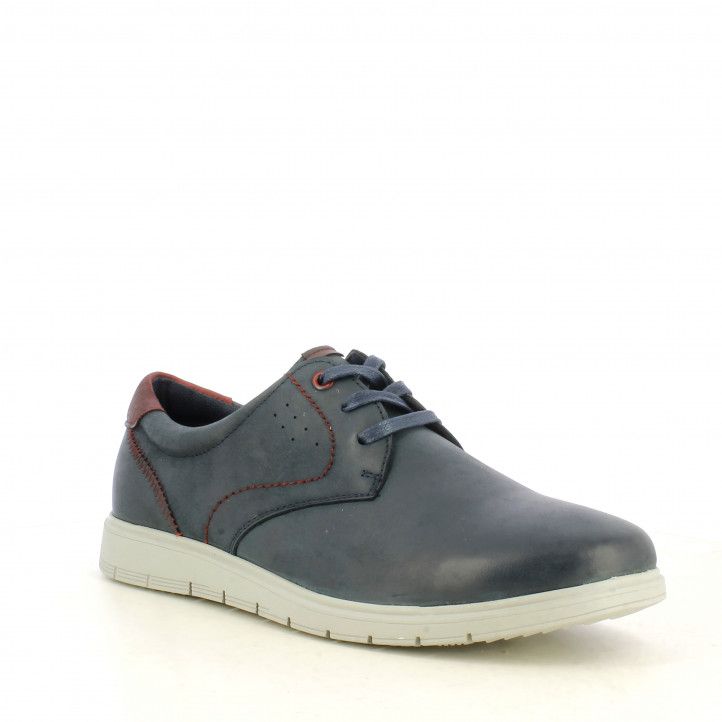 Zapatos sport Vicmart azules con cordones y talón rojo - Querol online
