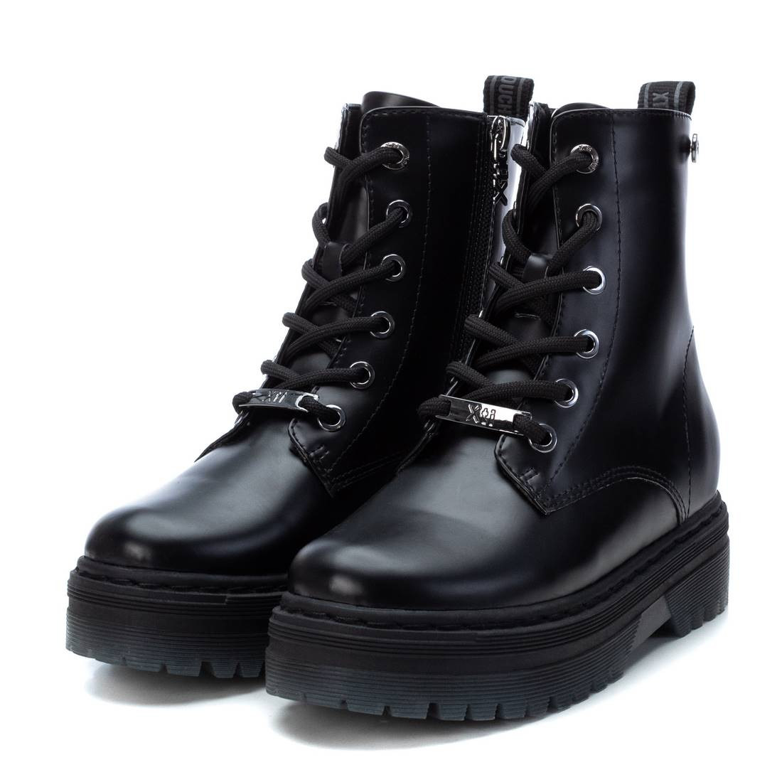 Botas Con Cordones Y Tacon Botines Negros De Plataforma Con Cordones Y Cremallera Xti | Querolets