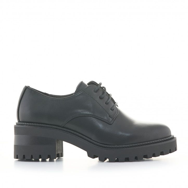 Zapatos tacón Owel negros estilo bluchers con cordones