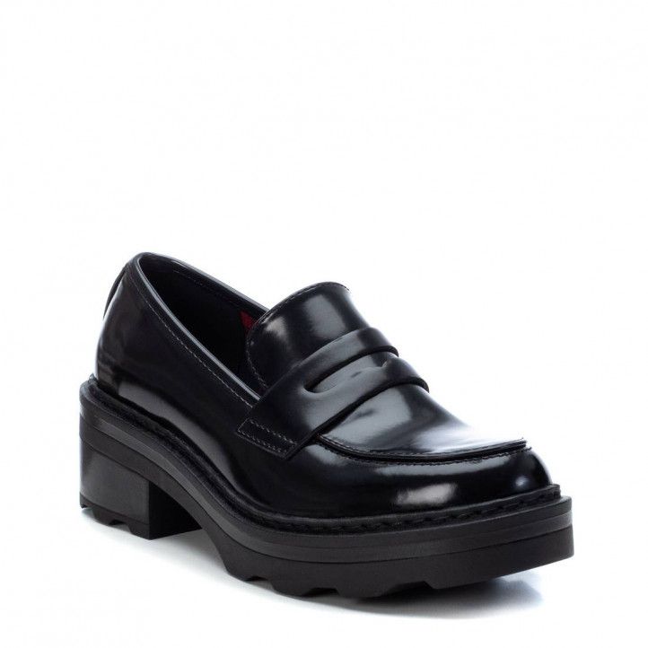 Zapatos tacón Xti negros con estampado interior tipo mocasín - Querol online
