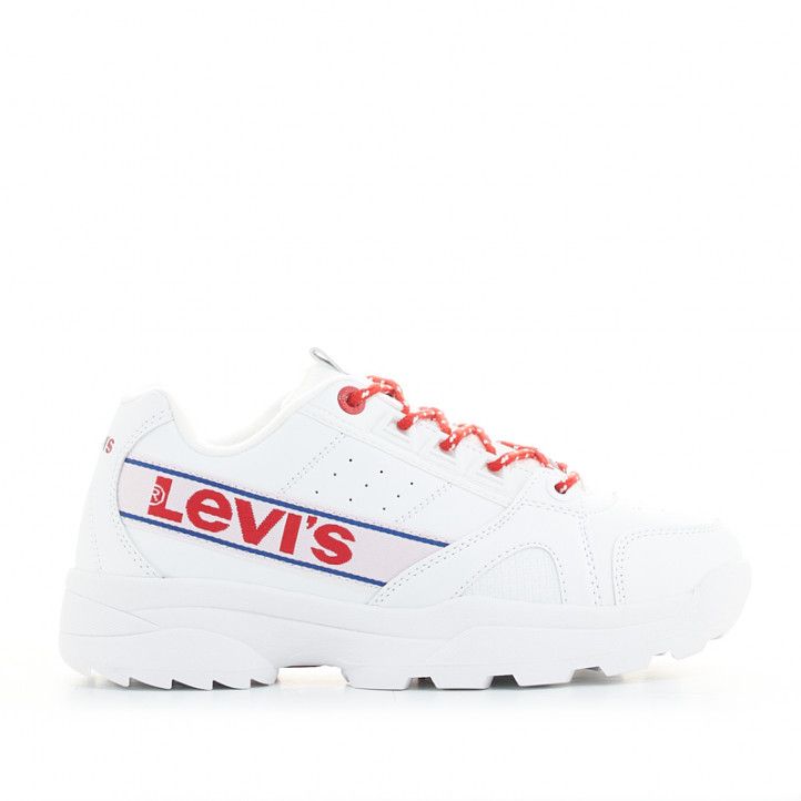 Zapatillas deporte LEVIS KIDS blancas con cordones elásticos y suela track - Querol online