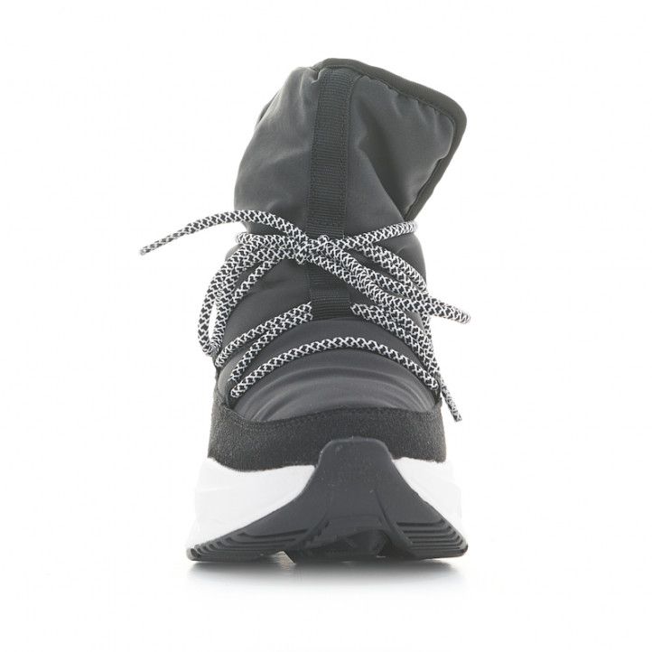 Botines plataforma ECOALF negros con cordones cruzados y suela blanca - Querol online